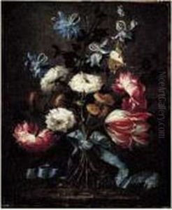 Bouquet De Fleurs Retenu Par Un Noeud Bleu by Juan De Arellano