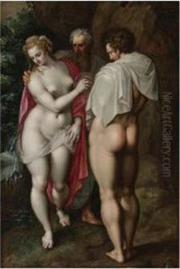 Adam And Eve by Jacob I De Backer