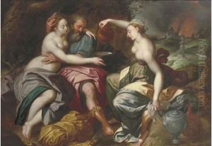 Lot And His Daughters by Jacob I De Backer