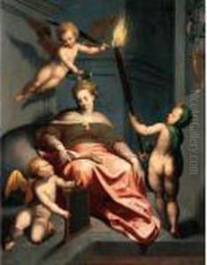 An Allegory Of Wisdom by Jacob I De Backer