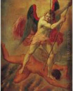 L'archange De Saint Michel Combattant Le Demon. by Jacob I De Backer