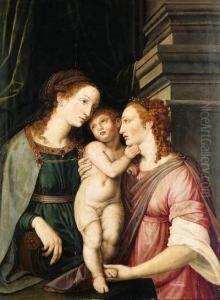 The Virgin And Child Adored By A Female Saint The Virgin And Child Adored By A Female Saint