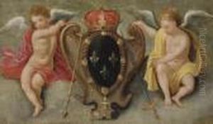 Two Putti Carrying The Royal Coat-of-arms Of France