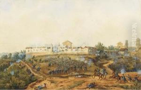 Le Combat De San Lorenzo Au Mexique Le 8 Mai 1863 Par La Troupe Dugeneral Lorencez - view 1