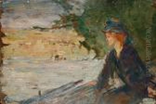 A Woman Seated Beside A River - view 1