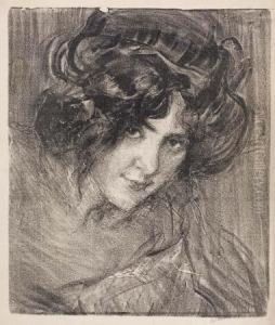 Tete De Femme Bouclee Et Avant by Albert De Belleroche