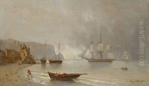 Trois Mats Devant La Plage. by Tony Francis De Bergue