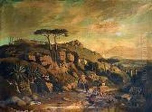 Paisaje Rocoso Con Figuras by Tony Francis De Bergue