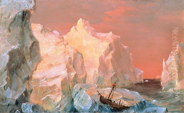 Icebergs And Wreck In Sunset - view 1