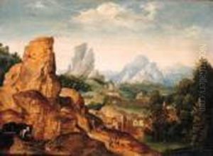 The Penitent Saint Jerome In A Grotto In A Mountainouslandscape