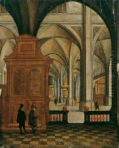 Kircheninterieur Mit Konversierenden Herren