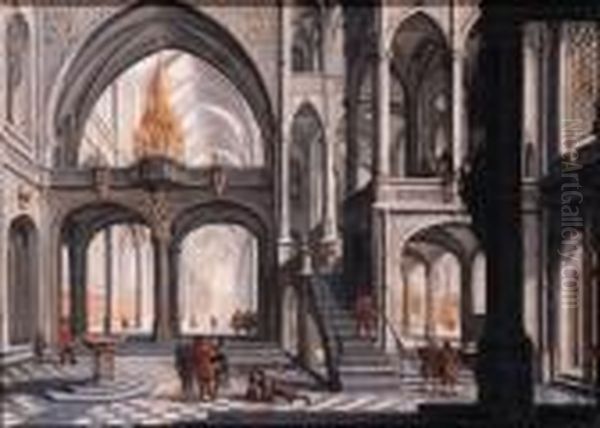 Worshippers In A Gothic Church - view 1