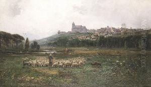 The Village Of Clermount At Sunrise by Francois B. De Blois