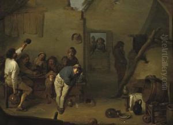 Boors Eating And Drinking In An Interior - view 1