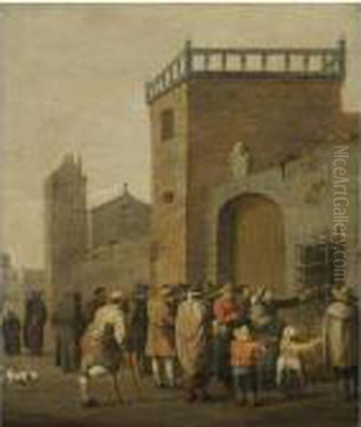 Alms Being Distributed Before A Palace - view 1
