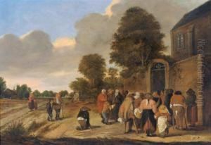 Mendicanti In Fila Per La Zuppa Dei Poveri Al Convento by Pieter de Bloot
