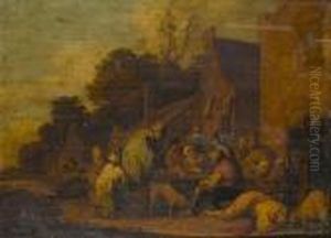 Peasants Carousing Outside A Country Inn by Pieter de Bloot