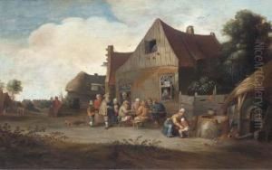 Peasants Outside An Inn by Pieter de Bloot