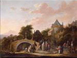 Monks Distributing Food At The Gate Of A Cloister by Pieter de Bloot