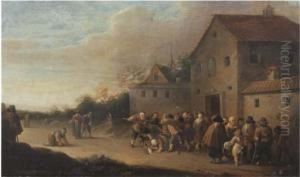 A Village Landscape With The Distribution Of Bread To The Poor A Village Landscape With The Distribution Of Bread To The Poor
