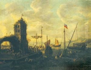 Marina Con
Imbarcazioni E Figure by Pieter de Bloot