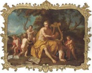 Apollo Playing The Lyre With Music-making Putti by Bon De Boulogne