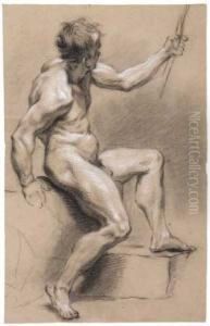 Seated Male Nude by Louis de, the Younger Boulogne