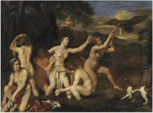 Diana And Nymphs Bathing by Louis de, the Younger Boulogne