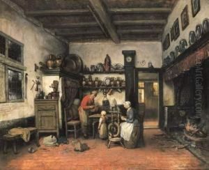 Huiselijk Tafereel by Henri De Braeckeleer