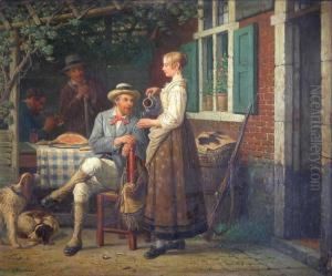 Jagersmaaltijd - Le Repas Des Chasseurs. by Adrien Ferdinand de Braekeleer