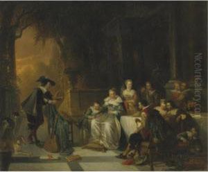 John Dryden Reading One Of His Poems Before The Court by Adrien Ferdinand de Braekeleer