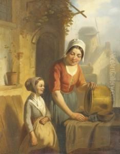Magd Mit Tochter by Adrien Ferdinand de Braekeleer