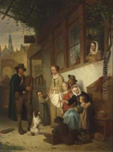 A Street-musician In Antwerp by Adrien Ferdinand de Braekeleer