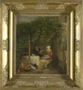 Genusslicher Tagesausklang Unter Der Pergola by Adrien Ferdinand de Braekeleer