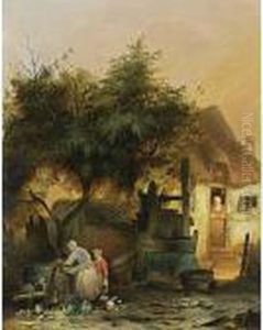 A Farm Yard With A Vegetable Seller
