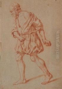 An Old Man Walking, Pulling A Rope by Jan De Bray