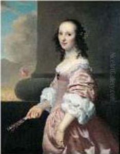 Portrait De Femme A La Robe Rose by Jan De Bray