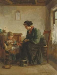Dressing The Little Doll by Cornelis De Bruin