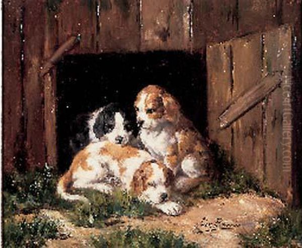 Trois Jeunes Chiots, Circa 1900 - view 1
