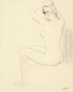 Zittend Naakt(1921) by Jules De Bruycker