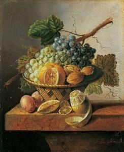 Fruchtestillleben. by Cornelis Johannes De Bruyn