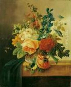Blumenstilleben. Signiert Unten
Rechts: J. C. De Bruyn. Ol Auf Leinwand. H 44,5; B 37 Cm. by Cornelis Johannes De Bruyn