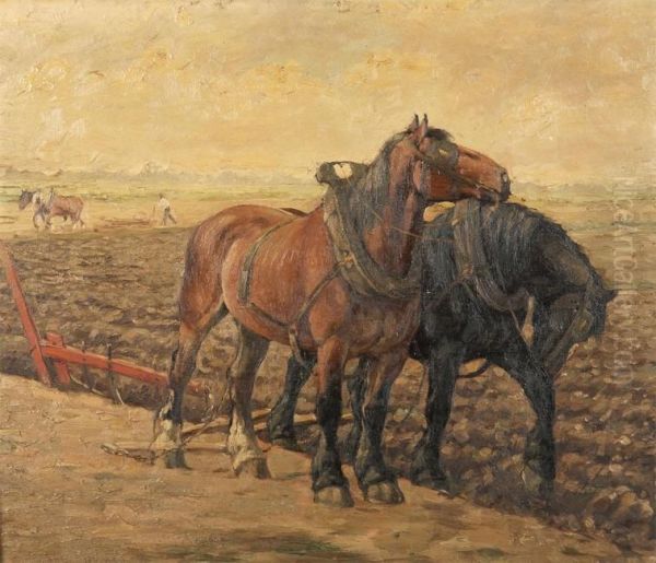 Two Farm Horses At The Field - view 1