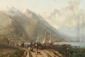 Unloading The Boats by Alfred Edouard De Bylandt