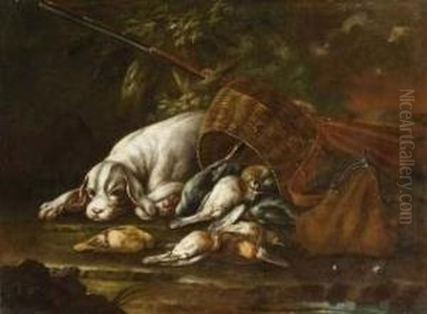 Natura Morta Con Selvaggina, Fucile E Cane Da Caccia - view 1