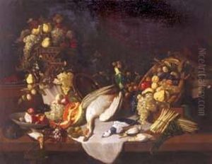 Natura Morta Con Ceste Di Frutta, Stoviglie E Cacciagione.