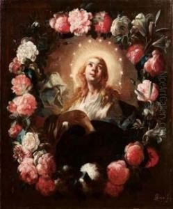 L'immacolata Entro Una Ghirlanda Di Fiori