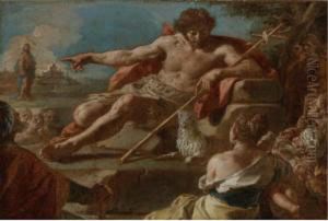 Saint John The Baptist Preaching To The Multitude by Lorenzo De Caro