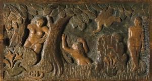 Leda Se Baignant, Surprise Par Le Cygne by Ernest Ponthier De Chamaillard