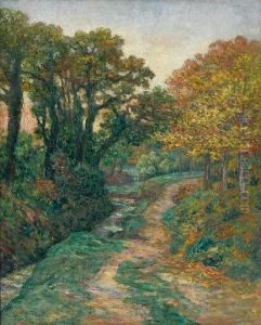 Le Chemin Creux Pres Du Ruisseau by Ernest Ponthier De Chamaillard